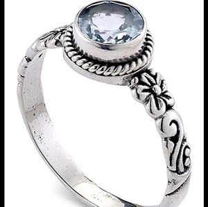 Samuel B. Round Blue Topaz Ring